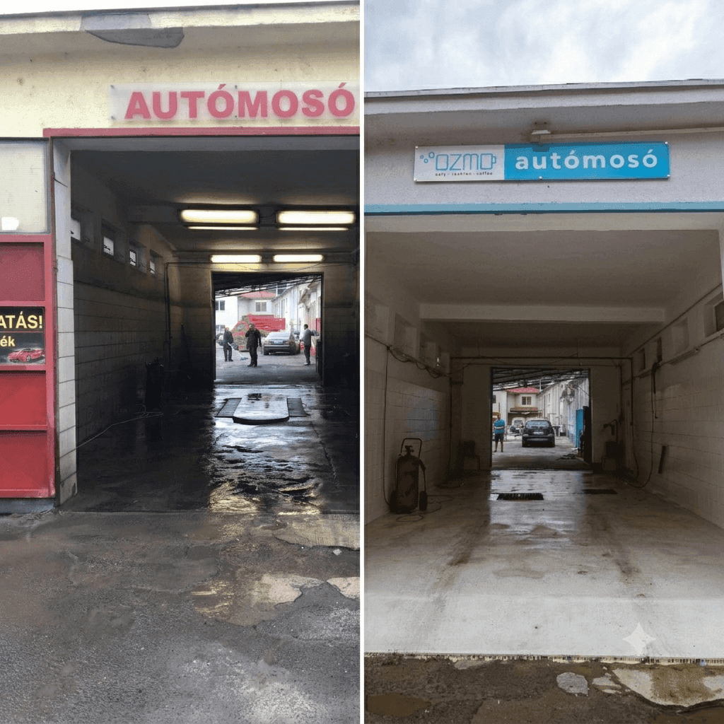 OZMO autómosó portál — előtte és utána